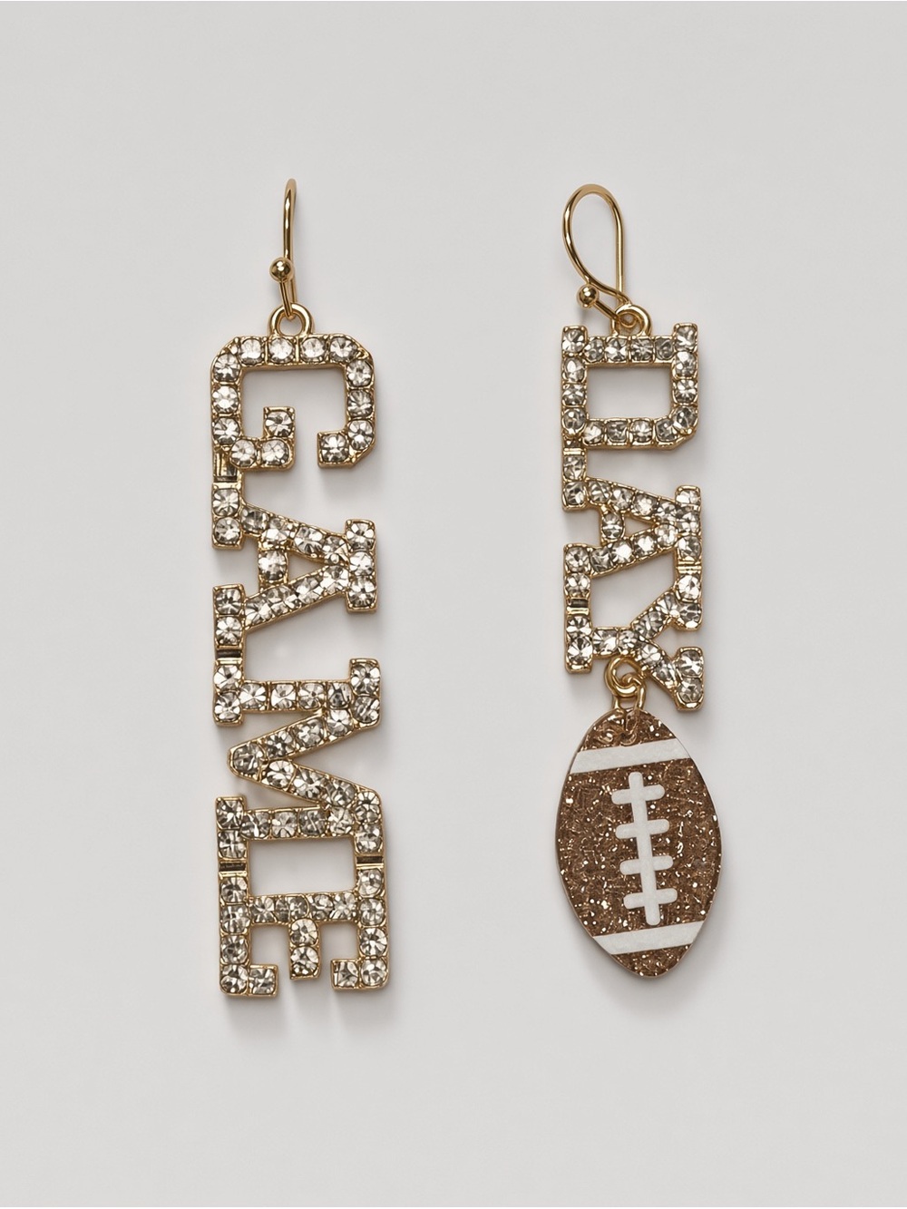 GAME DAY rhinestone golden dangle earrings